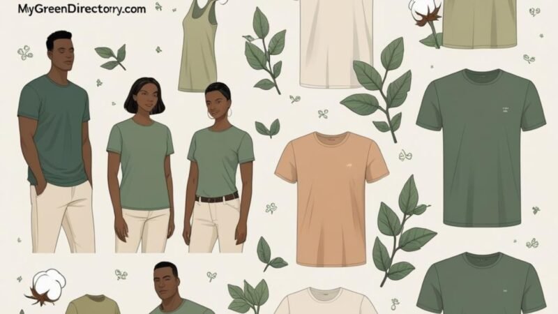 Organic cotton t-shirts in various colors folded neatly, reviewed for comfort and sustainability on mygreendirectory.com