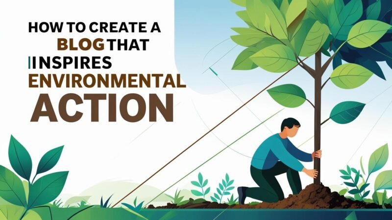 Illustration of a person planting a tree surrounded by lush greenery, symbolizing environmental action and sustainability, with the mygreendirectory.com logo featured to promote eco-friendly blogging.