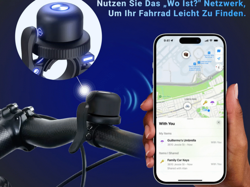 GRUNDIG bicycle bell incl. Findmy tracker - for iPhone users