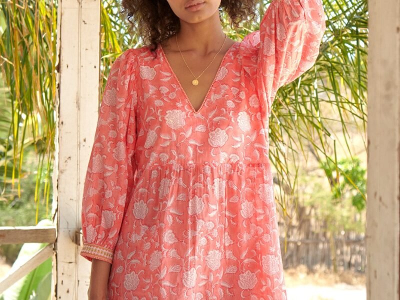 Evie Short Dress | Flower Coral