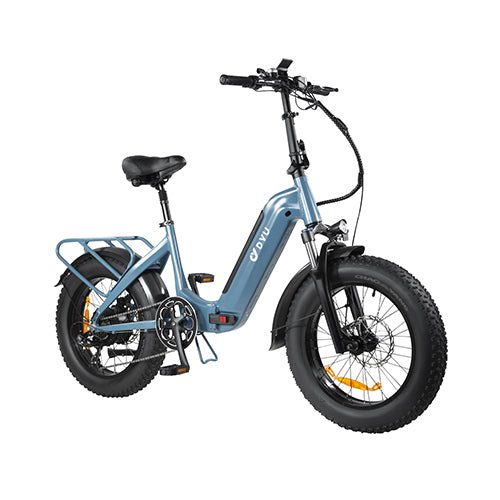 DYU FF500 20 Inch Fat Tire Electric Bike - With Helmet+Lock / Blue