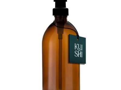 Amber Glass Dispenser Stainless Steel Pump