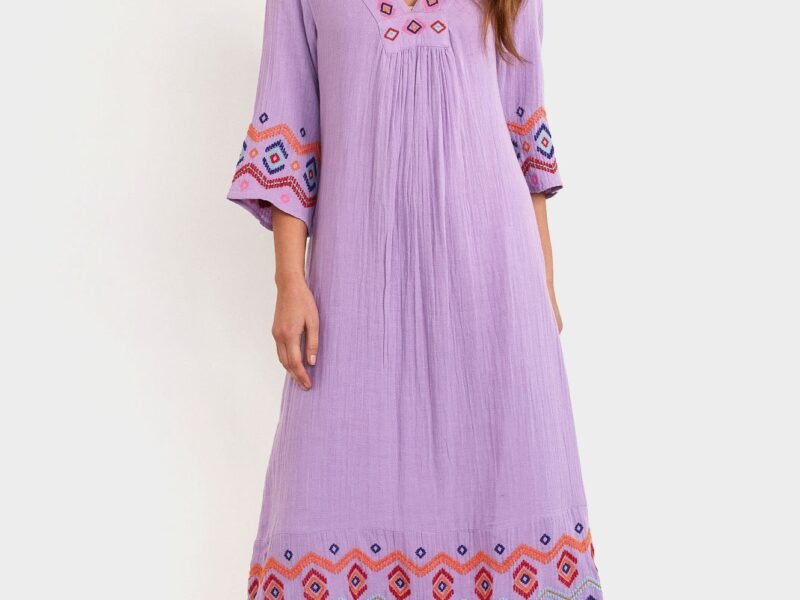 Ali Embroidered Dress | Lilac/ Multi
