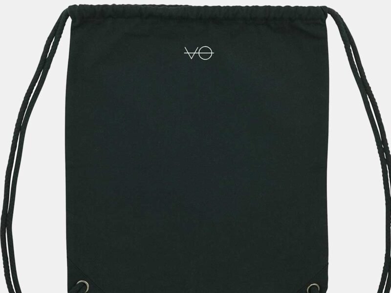 VO Embroidered Organic Drawstring Bag, Vegan Gift
