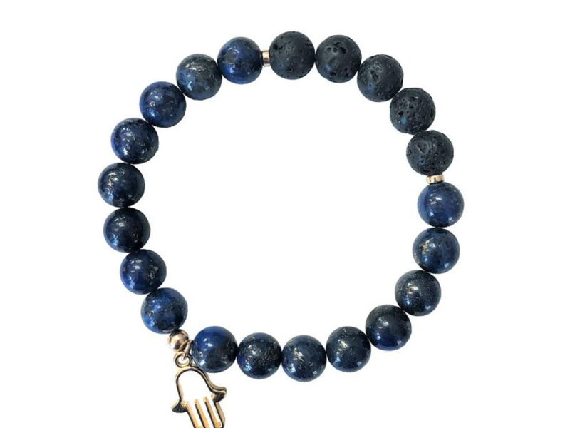 Blue lapis & hamsa diffuser bracelet, to relax