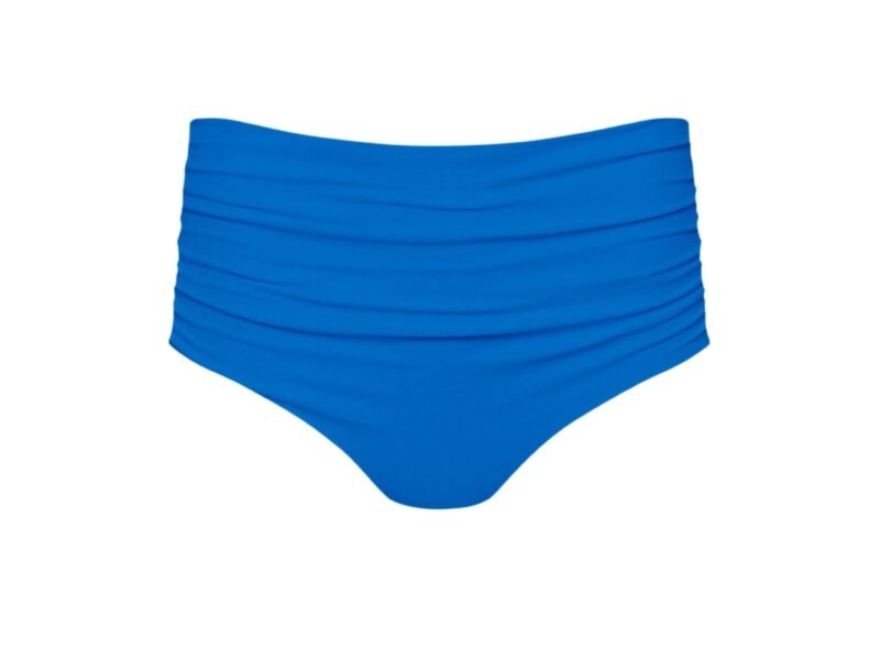 Capri Ruched High Waist Full Coverage Bikini Bottom Blue