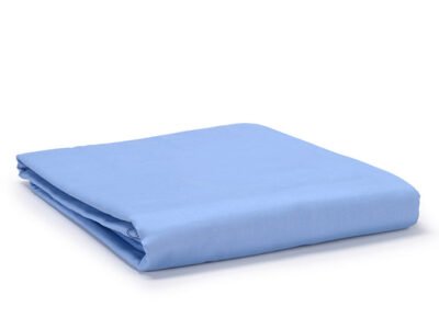 Mid Blue Classic Organic Cotton Sateen Weave Flat Sheet