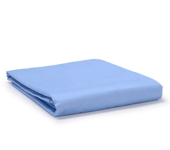 Mid Blue Classic Organic Cotton Sateen Weave Flat Sheet