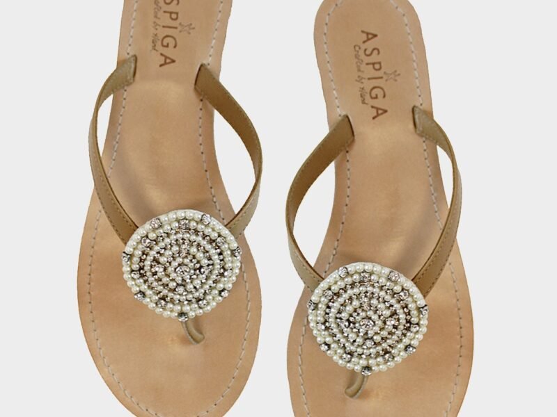 Chandi Disc Leather Sandals | White