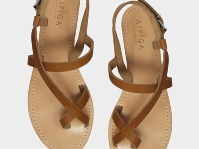 Clarisa Flat Leather Sandals | Tan