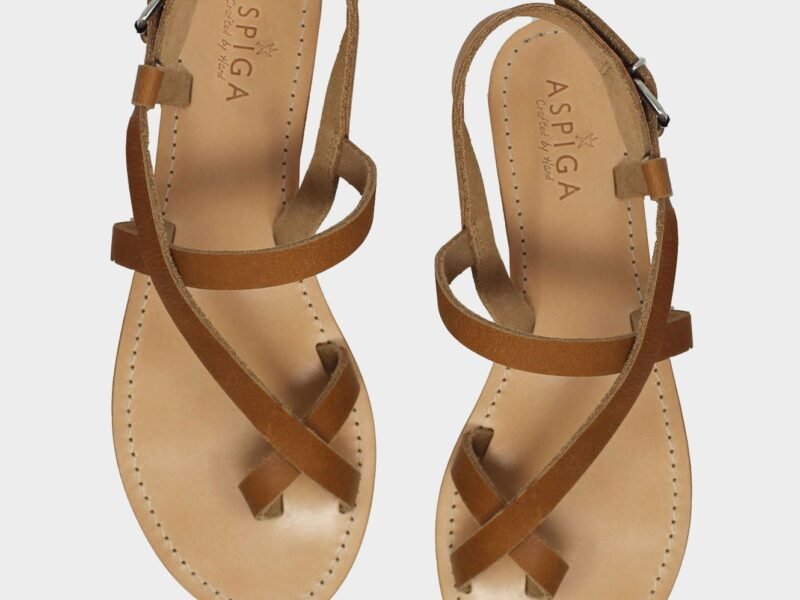 Clarisa Flat Leather Sandals | Tan