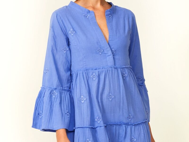 Cristina Embroidered Kaftan | Marina Blue