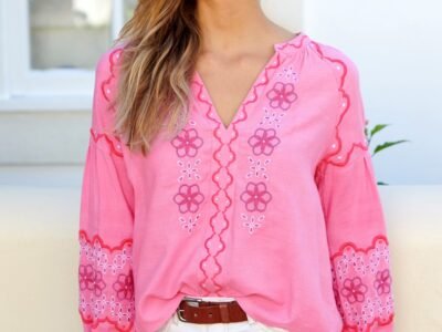 Davina Embroidered Blouse | Pink/ Lilac