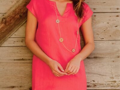 Dori Linen Dress | Bright Coral