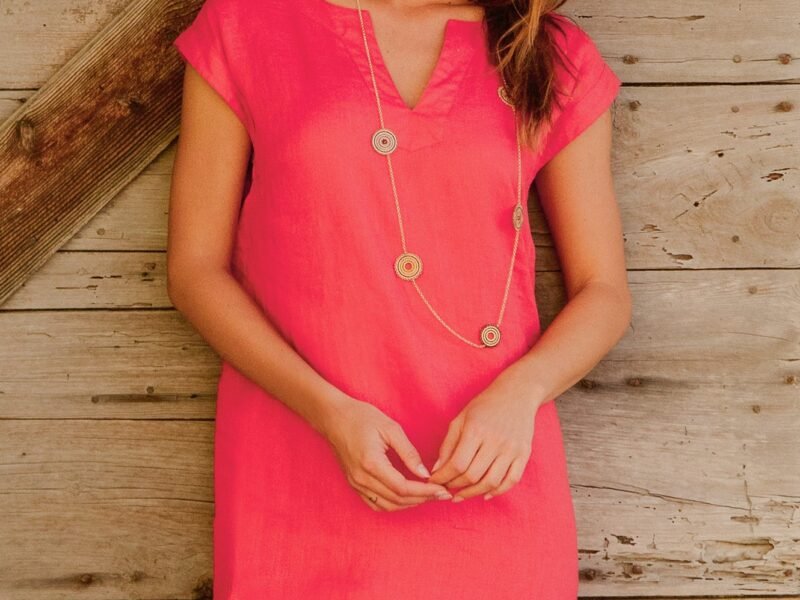 Dori Linen Dress | Bright Coral
