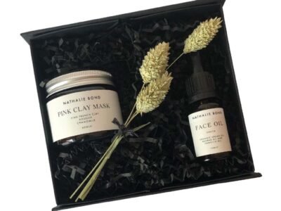 Luxury skin care gift set - natural pink clay face mask & face oil