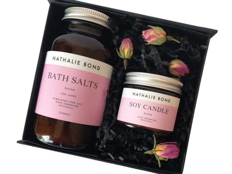 "Bloom" luxury bath gift set - floral bath salts & scented candle