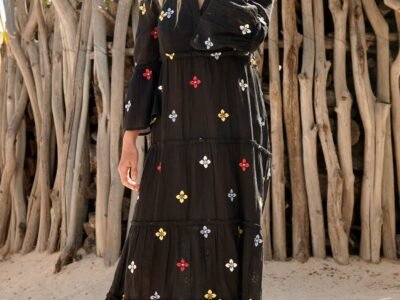 Florence Embroidered Kaftan | Black/ Multi