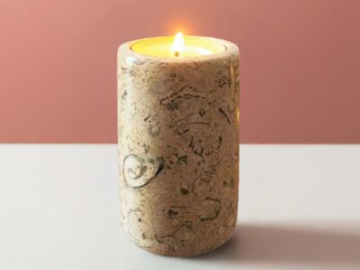 Fossil stone tea light holder, with six aromatherapy candles to recharge