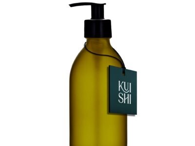 Green Glass Pump Bottle