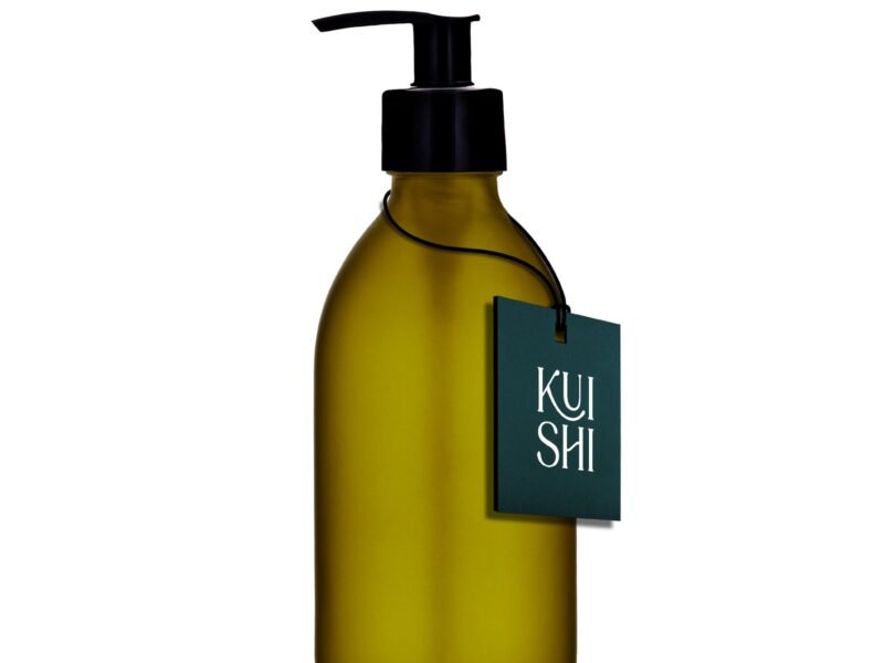 Green Glass Pump Bottle