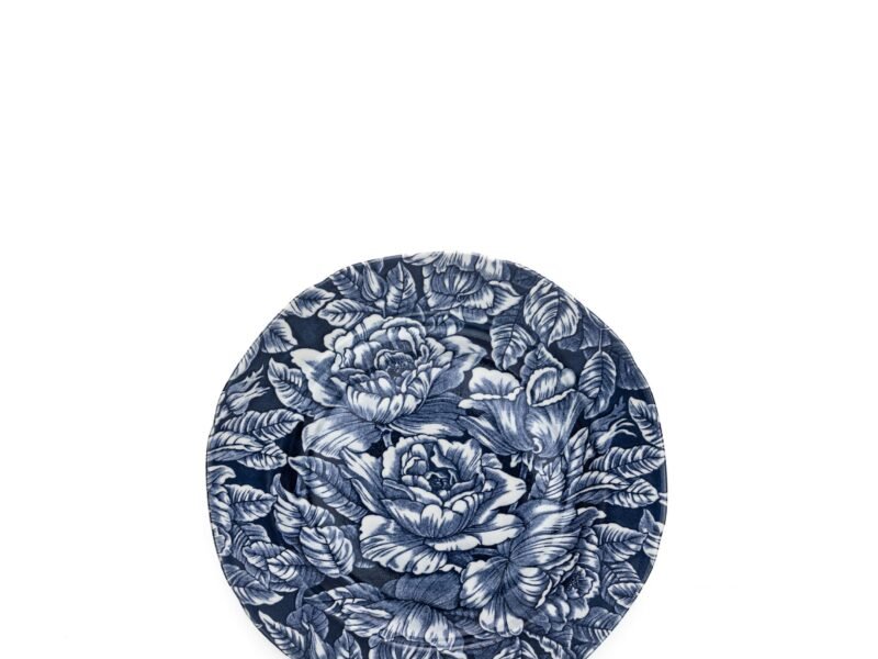 Ink Blue Hibiscus Plate 21.5cm