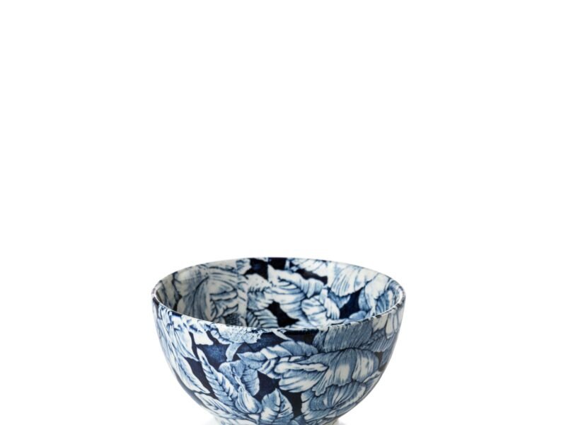 Ink Blue Hibiscus Mini Footed Bowl