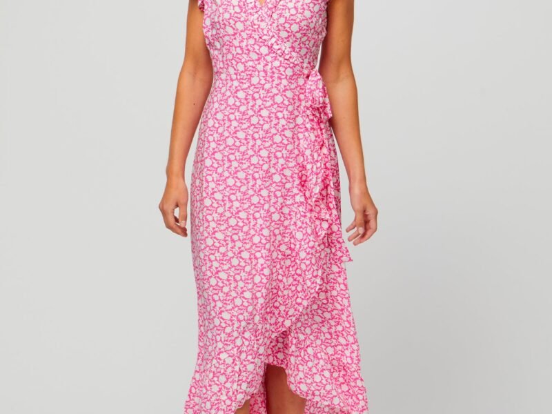 Demi Wrap Dress | Flower Bright Pink