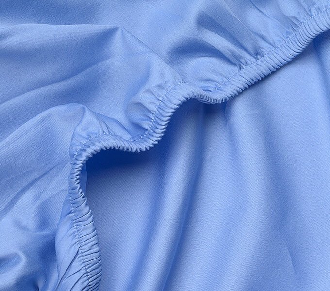 Mid Blue Classic Organic Cotton Sateen Weave Fitted Sheet