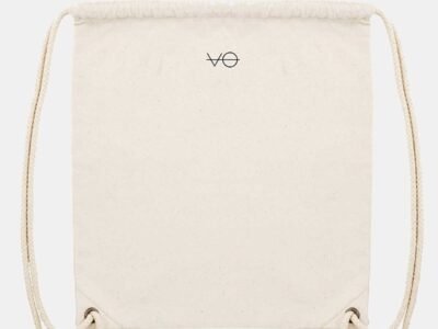 VO Embroidered Organic Drawstring Bag, Vegan Gift