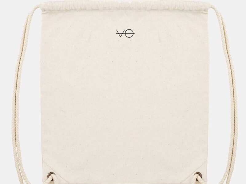VO Embroidered Organic Drawstring Bag, Vegan Gift