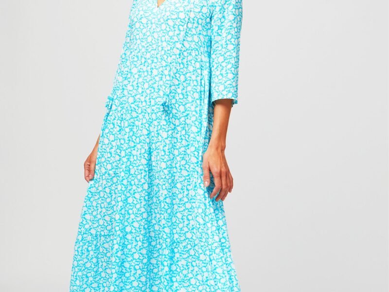 Emma Midi Dress | Flower Turquoise