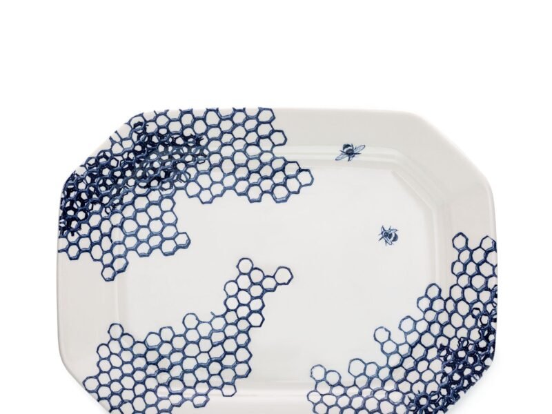 Ink Blue Pollen Rectangular Platter 34cm Seconds
