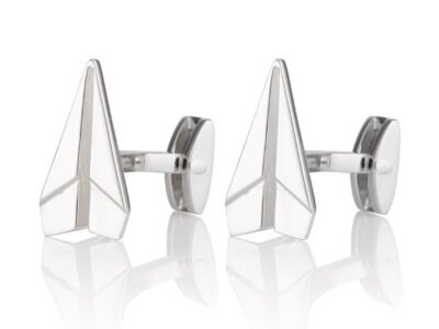 Recycled sterling silver paper plane cufflinks