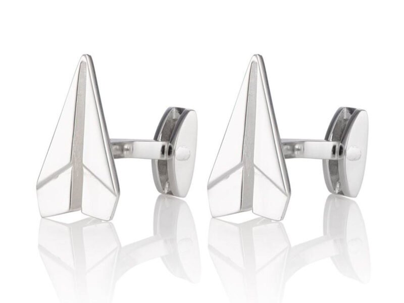 Recycled sterling silver paper plane cufflinks
