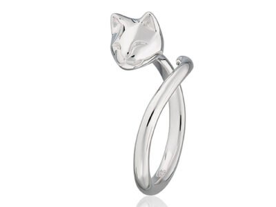 Recycled sterling silver cat ring