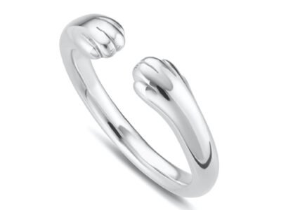 Recycled sterling silver paw hug ring