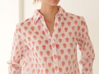Cecilia Shirt | Pineapple White/ Red