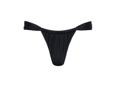 Santorini Ruched Thong Bikini Bottom Black