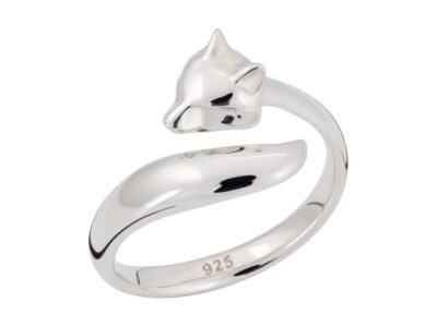 Recycled sterling silver fox ring