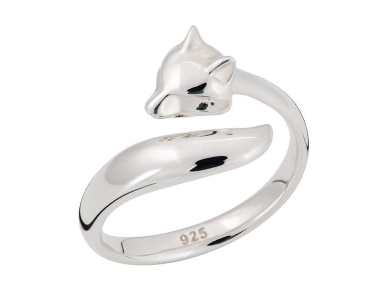 Recycled sterling silver fox ring
