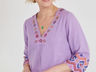 Aria Embroidered Blouse | Lilac/Multi