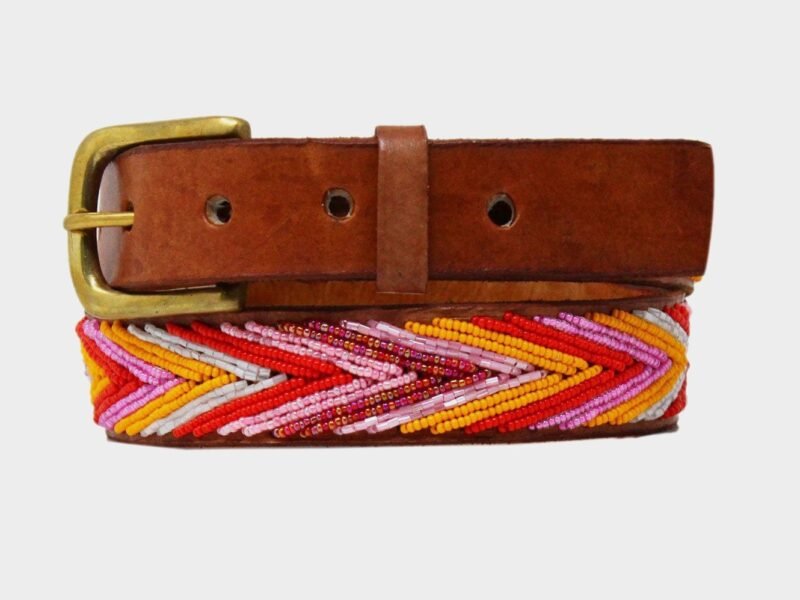 Arrow Leather Belt | Pink/Orange