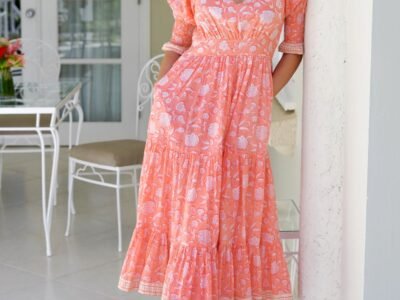 Bella Dress Flower Coral