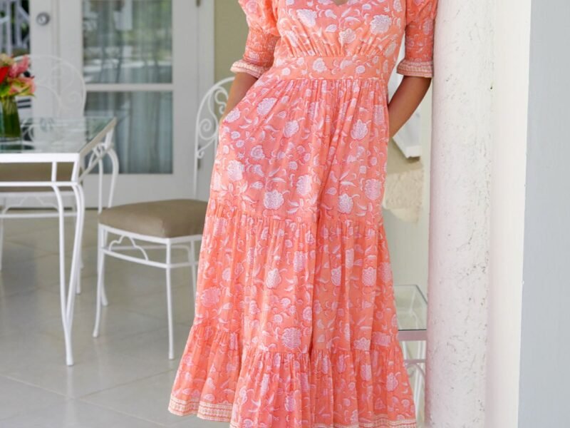 Bella Dress Flower Coral