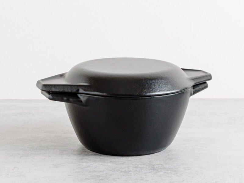 Black Round Cast Iron Enamel Casserole Dish With Lid By Samuel Groves | Size: 16.5cm
