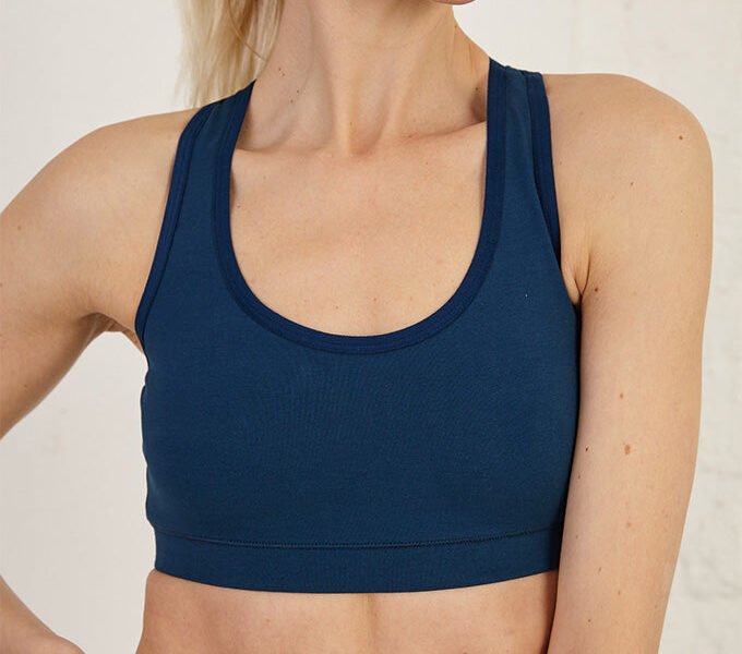 Double Layer Racerback Organic Cotton Spandex Sports Bra