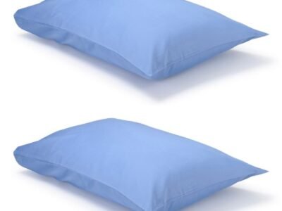 Pair of Mid Blue Classic Organic Cotton Sateen Weave Pillowcases