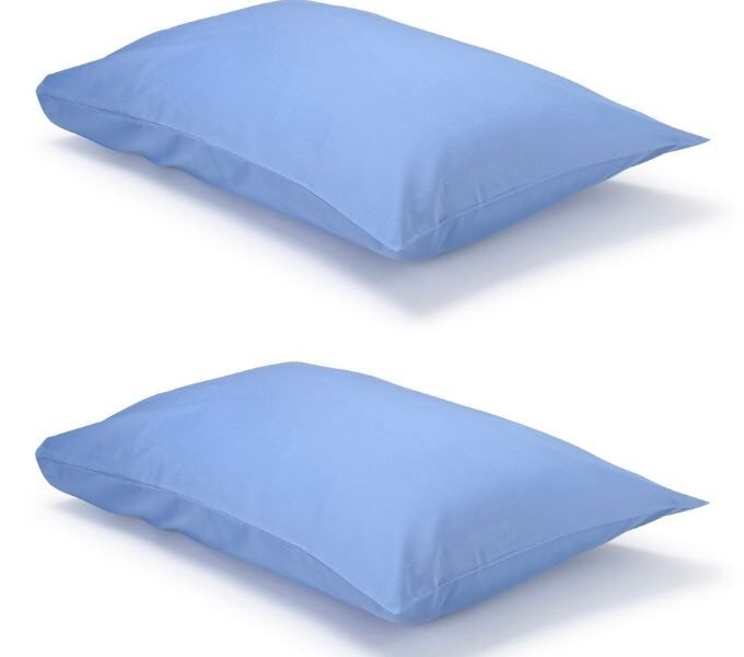 Pair of Mid Blue Classic Organic Cotton Sateen Weave Pillowcases