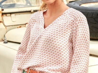 Clea Blouse | Small Flower Circles White/ Multi